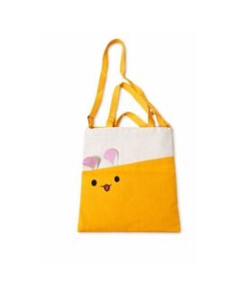 Cute Bunny Canvas Tote Bag - Yellow & White