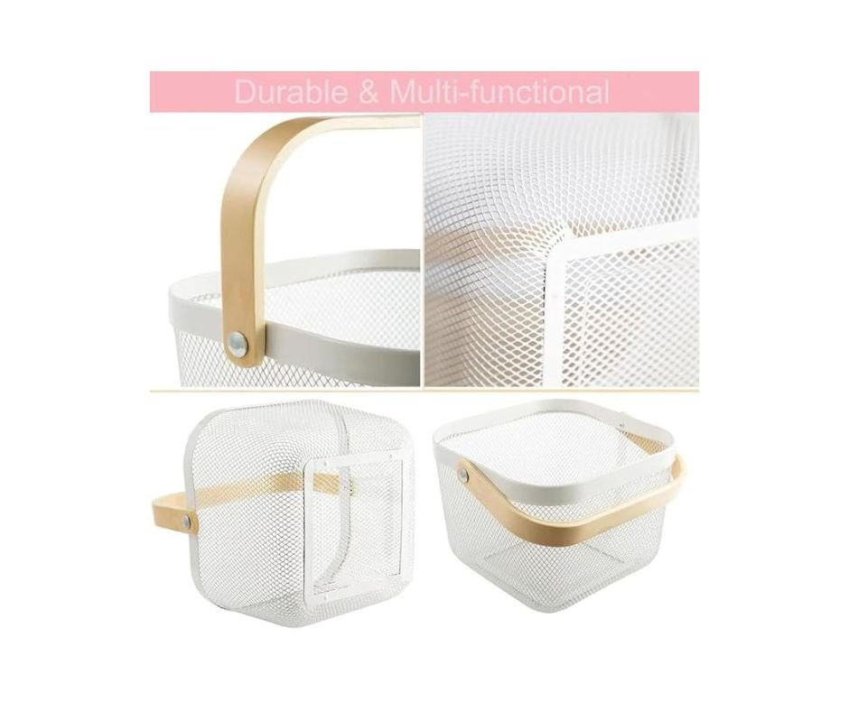 Metal Mesh Rectangular Basket Multipurpose Storage Organizer