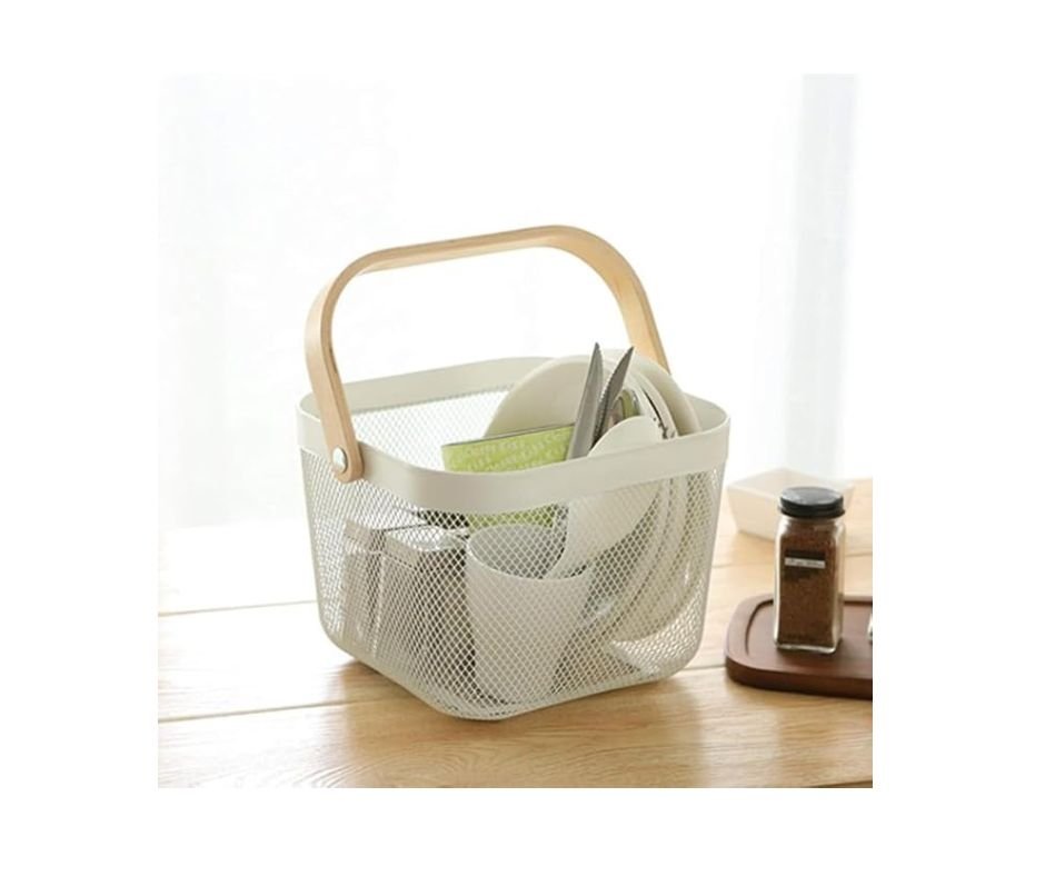 Metal Mesh Rectangular Basket Multipurpose Storage Organizer