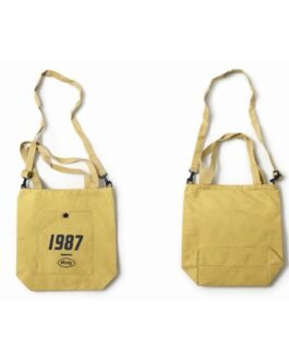 Mustard Yellow Canvas Crossbody Tote Bag – “1987” Printed Design