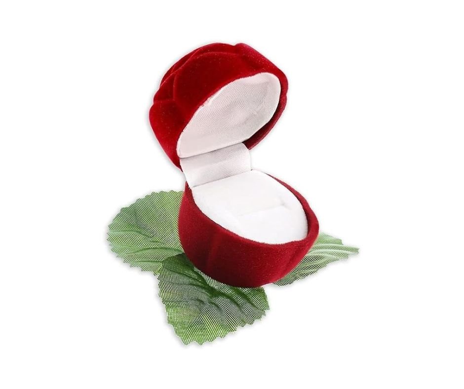 Artificial Velvet Rose Ring Box - Romantic Proposal & Valentine Gift
