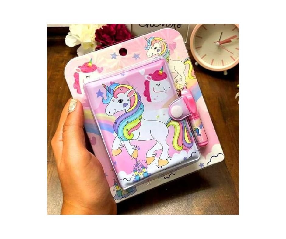 Magical Unicorn Pocket Diary For Kids - With Lock & Pen