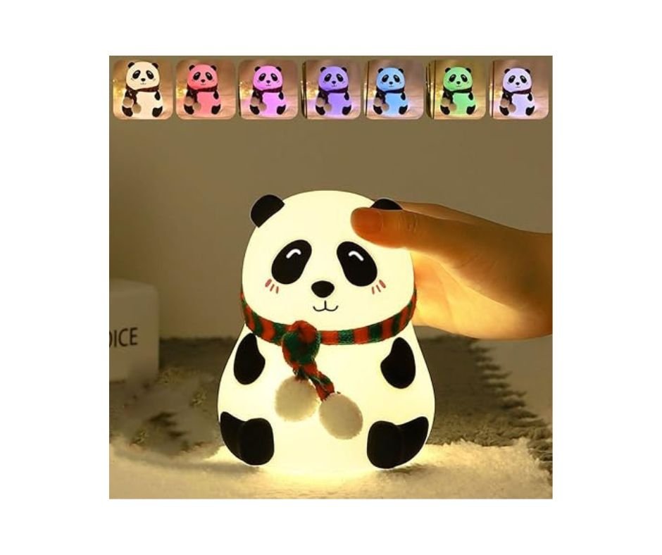 Rechargeable Silicone Panda Night Light for Kids 7-Color LED Changing Lamp
