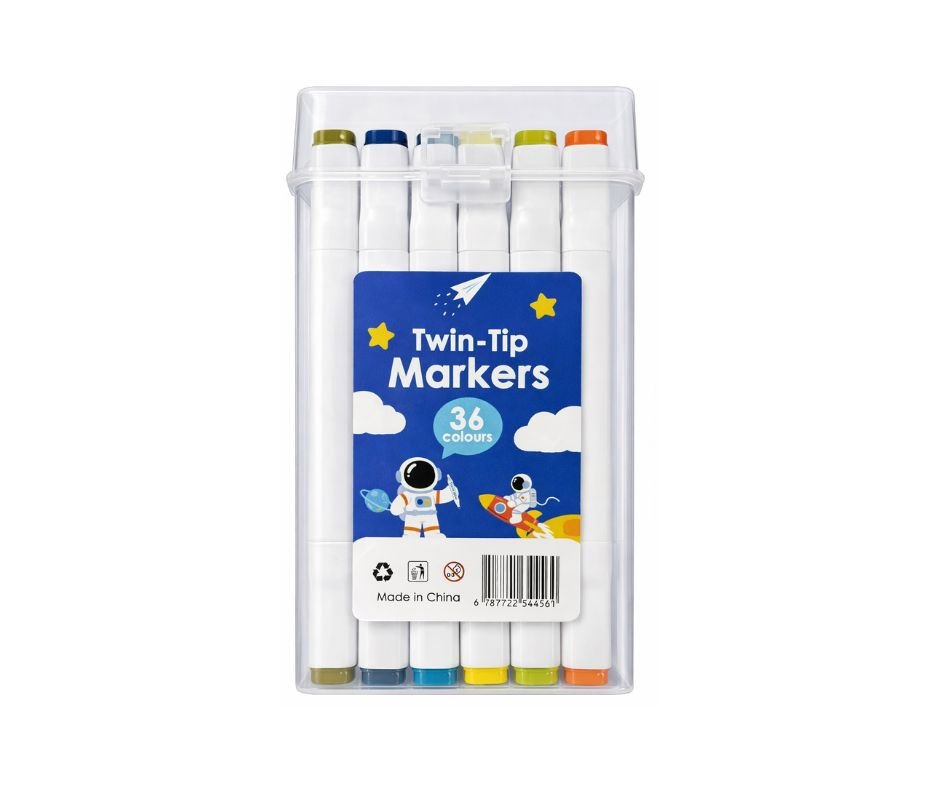 Twin-Tip Markers - 36 Colour Set (Dual Tip Art Makers)